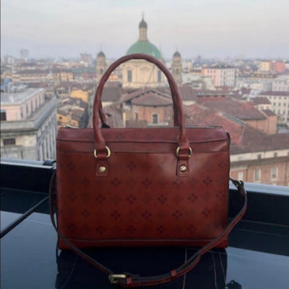 Patricia Nash Josselin Leather Satchel Crossbody In Signature Floret Pattern